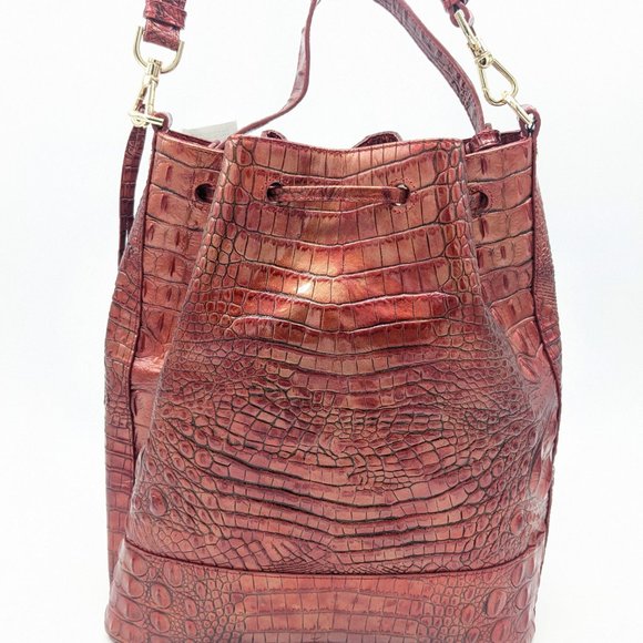 BRAHMIN Marlowe Melbourne croc embossed leather women's shoulder bag - CHILI - Picture 7 of 12